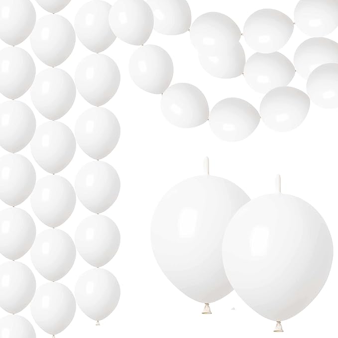 ADIDO EVA Link Balloons 6 Inch White Latex Quick Linkale Balloon 80 Pcs for Birthday, Halloween, Christmas, Party Festival Decorations