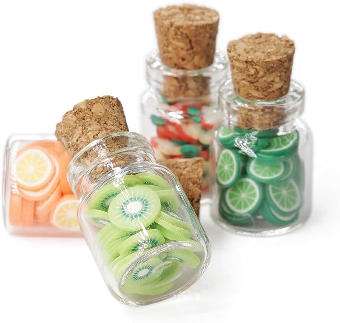 Odoria 1/12 Miniature Glass Food Jars with Fruit Slices 4Pcs Mini Jar Miniatures Dollhouse Decoration Accessories Doll House Accessory