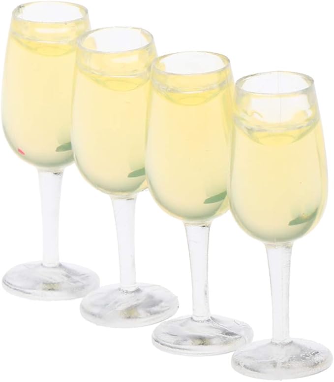 Baosity 1:12 Scale 4pcs Wine Glasses Dolls House Miniature Dining Table Accessories