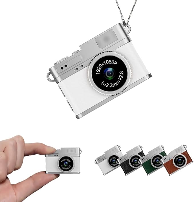 Retro Mini Digital Video Keychain Camera Small bodycam 1080P HD Video Go Cam 0.96" IPS Screen 4 Colors Type-C Pro17g 8GB Pocket Video Recorder for Travel Recording Gifts for Girls Stocking Stuffers
