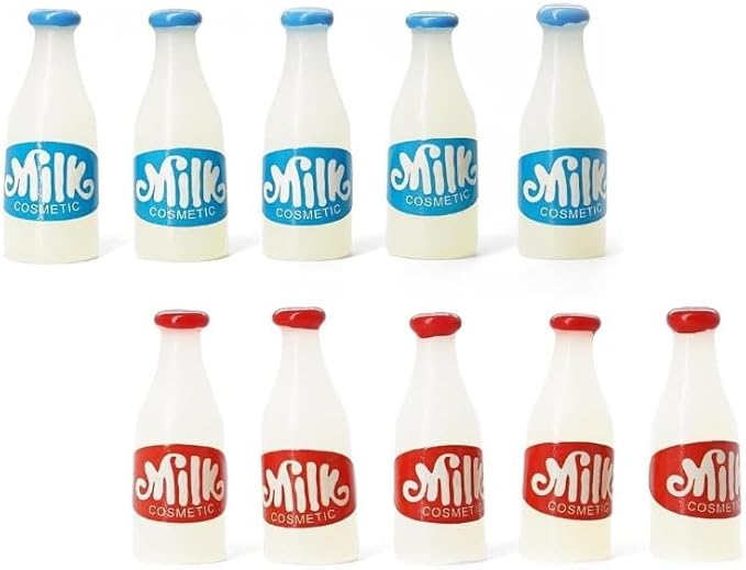 10 Pcs 1/12 Miniature Milk Bottles Dollhouse Decoration Accessories, Home Outdoor Decoration Model Living Room Scene Craft Displays