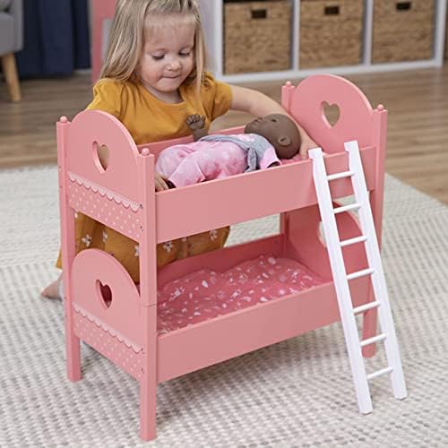 Fat Brain Toys Emery's World - Pretend & Play Double Doll Bed for 12-to-16-inch Dolls, Ages 3+