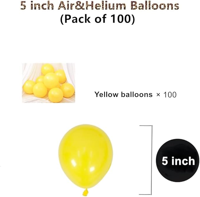 5 inch Yellow Party Balloons, 100 pcs Mini Latex Balloons for Birthday Wedding Baby Shower Decorations (Yellow)