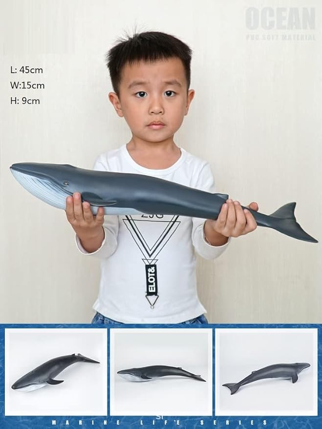 SmilerSmile Simulated Ocean Big Animal, One pc 15Inch Soft Filled Rubber Sea Educational Toys (Blue Whale)