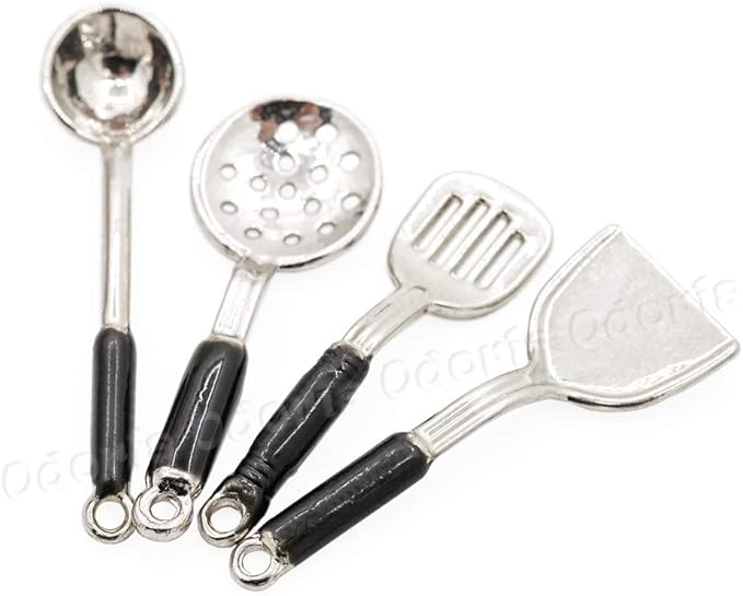 Odoria 1/12 Miniature Kitchen Utensils Dollhouse Decoration Accessories, Silver