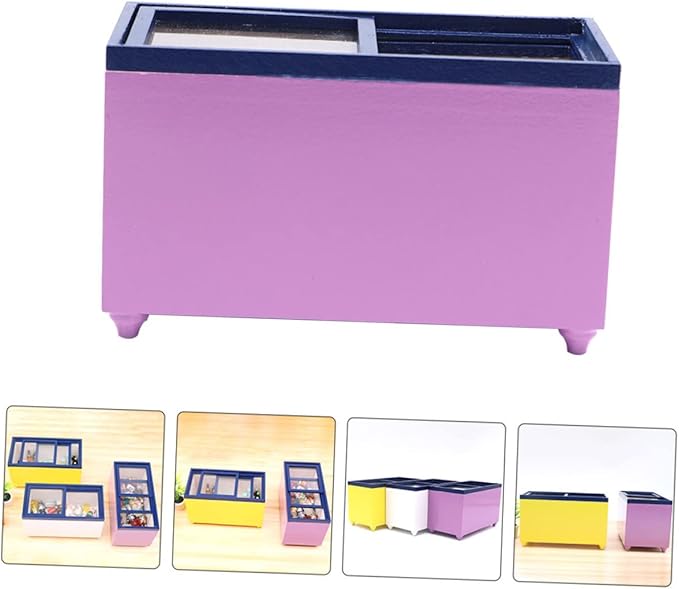 LIOOBO 1:12 Scale Miniature Dollhouse Furniture Boys and Girls Simulation Freezer Mini Fridge Toy Wooden Construction