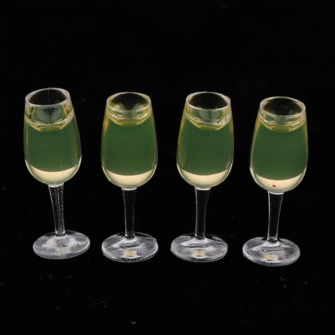 Baosity 1:12 Scale 4pcs Wine Glasses Dolls House Miniature Dining Table Accessories