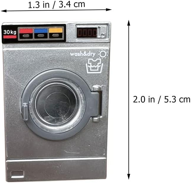 LOGOFUN 2Pcs Dollhouse Washing Machines 1:24 Scale Miniature Washer Dryer Model Laundry Cloth Washer Furniture Dollhouse Decoration Accessories - 2.09X1.39X1.10in