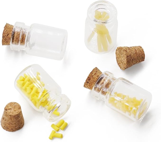 Odoria Dollhouse Glass Jars Miniature: 1/12 Scale Glass Bottles Food Container for Kitchen Restaurant - Mini Canister Empty with Cork 10Pcs