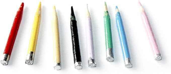 Dollhouse Decoration Accessories, 1:12 Dollhouse Miniature Scene Model Pencil Set 8 PCS (Colorful, 20 mm)