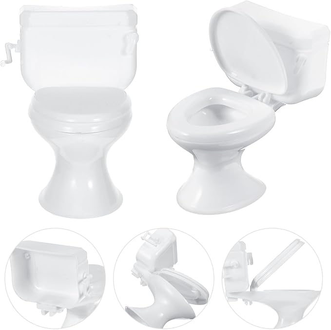 Zerodeko Mini Dollhouse Toilets 1 12 Scale Realistic Bathroom Furniture Accessories for Dollhouse Decoration and DIY Craft Display