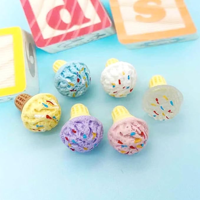 Mini Ice Cream Cone Model Dollhouse Accessory 0.83 Inch Realistic Miniature Ice Cream Prop for DIY Home Decor Photography