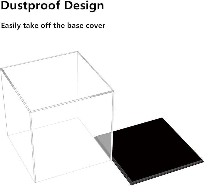Cliselda Acrylic Display Case with Black Base 4x4x4 inch, Clear Square Acrylic Box Cube Small Storage Containers, Fully Assembled Dustproof Plastic Display Box for Collectibles Action Figures