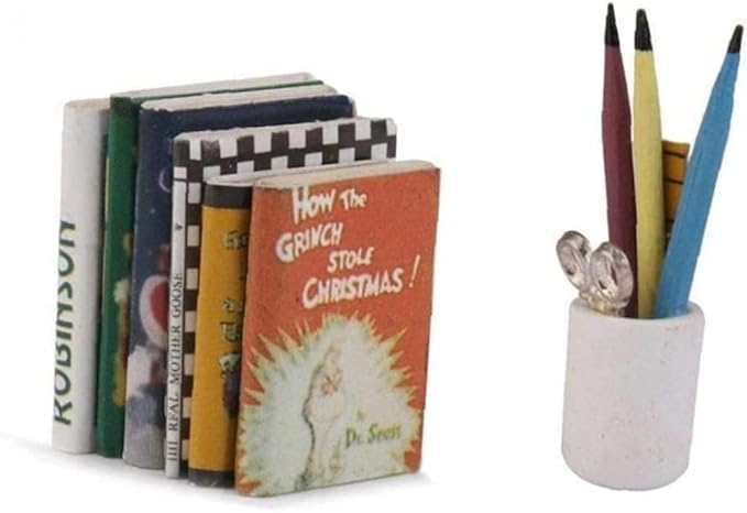 6Pcs Mini Books, 1:12 Dollhouse Miniature Ornament, Book Model Colorful Dolls Books, Pocket Art Dollhouse Accessories