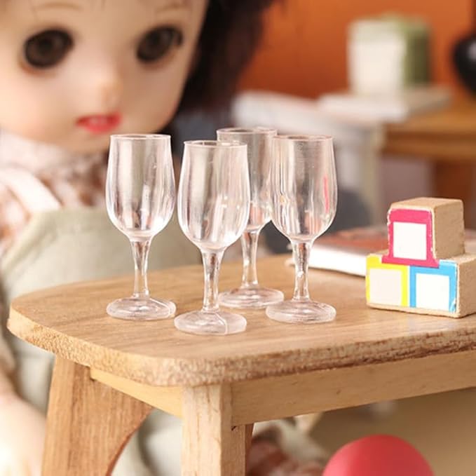 Toddmomy Set of 20 Miniature Wine Glasses: Dollhouse Miniatures for Doll House Decor, Micro Landscape, and Furniture Display