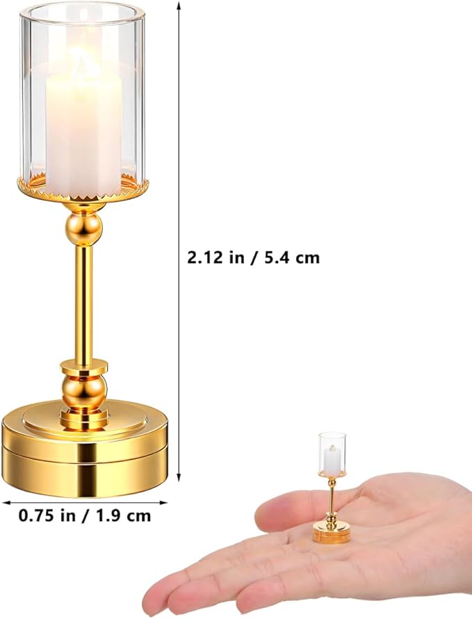 TOYANDONA Dollhouse Miniature Table Lamp – 1:12 Scale Glass Dome Candle-Style Light, Battery Operated Decorative Dollhouse Lighting for Indoor Outdoor Doll House Furniture & Room Decor