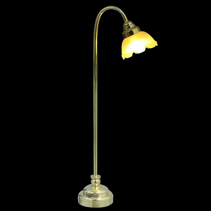 NUOBESTY Mini Dollhouse Lamp Vintage Floor Lamp for Dollhouse Garden Street Decoration 1:12 Scale Led Light Furniture Ornament Battery Operated