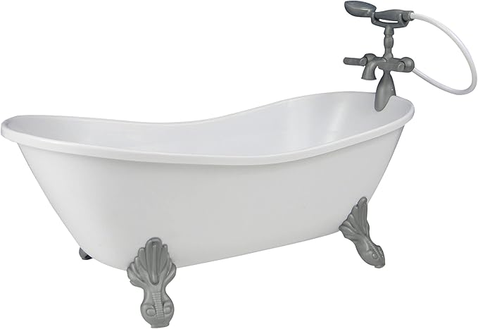 Sophia's Classic White Clawfoot Bathtub with Handheld Shower Head and Faucet Furniture Set for 18" Dolls, White/Silver
