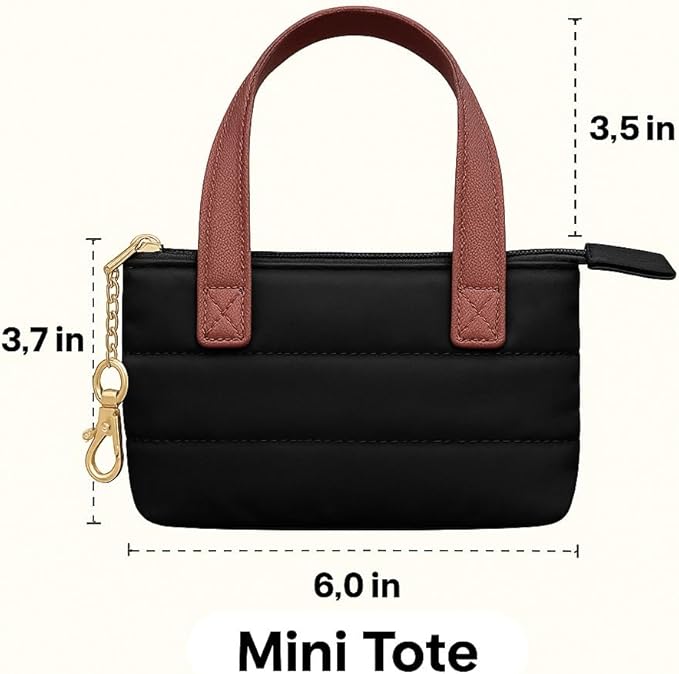 MyfavoriteK Cute Mini Tote Keychain Fancy Coin Pouch Charm Stylish Purse Key Chain for Women Novelty Puffer Handbbag Key Ring