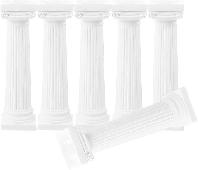 VICASKY 6 Pcs Roman Pillar Statue: Greek Column Decor for Wedding Party Table Centerpieces White Plastic Miniature Columns for Photography Props Dollhouse Decor 4.92 Inch