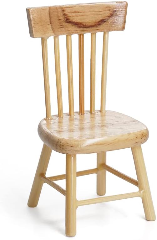 Odoria 1/12 Miniature Dining Table and Chairs Dollhouse Kitchen Furniture Accessories, Burlywood