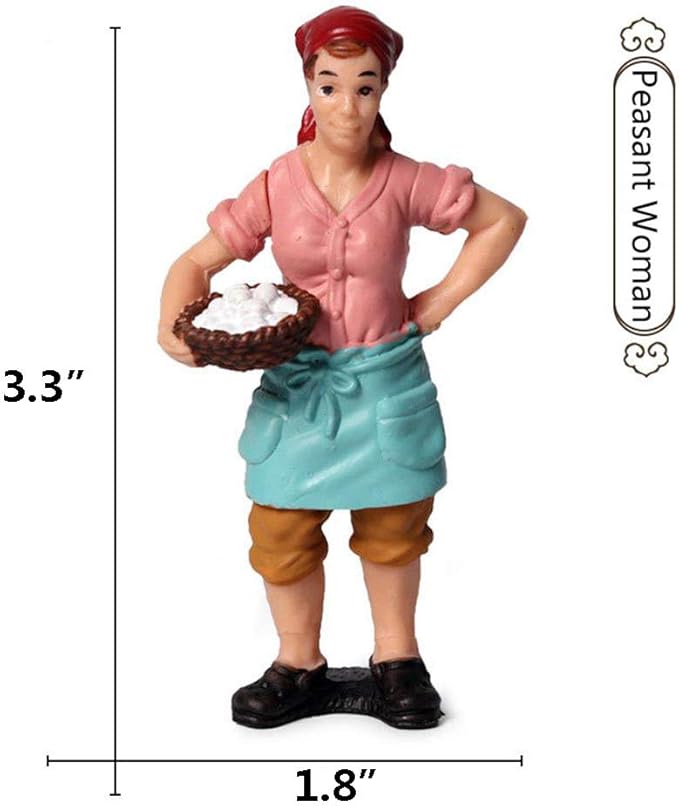 5 PCS Little Farmer People Figures, Realistic Hand Painted Farmer People Figurines Plastic Model People Toys Playset for Kids Toldders