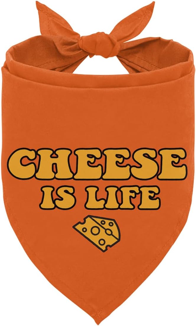 Cheese is Life Dog Bandana, Cartoon Cheese Pattern Dog Bandana, Cute Pet Bandanas for Dogs Cat Lovers Gift, Pet Birthday Party Holiday Props for Small Medium Large