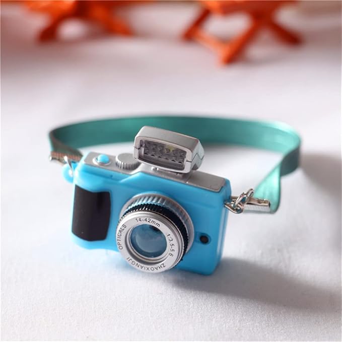 SXFSE Dollhouse Accessories, 1 Pc Miniature 1:12 Dollhouse Miniature Scene Model Mini Camera with Lanyard (E)
