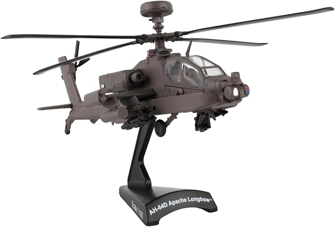 Daron Postage Stamp Boeing AH-64D Apache Longbow 1/100 Scale Diecast Display Model with Stand,Medium
