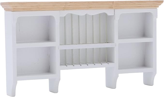1/12 Miniatura Storage Cabinet Wall Mounted Hand Painted Dollhouse Cupboard Crafted Mini Shelf(White)