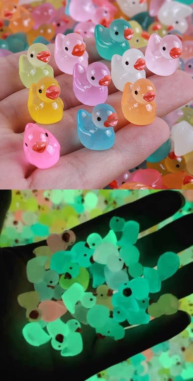 100pcs Mini Resin Black Duck,15 mm Dollhouse Décor Glow in The Dark for Aquarium Decor Micro Fairy Garden Landscape Hide,Seek Party Toys,Easter Basket Stuffer, Gift for All Ages