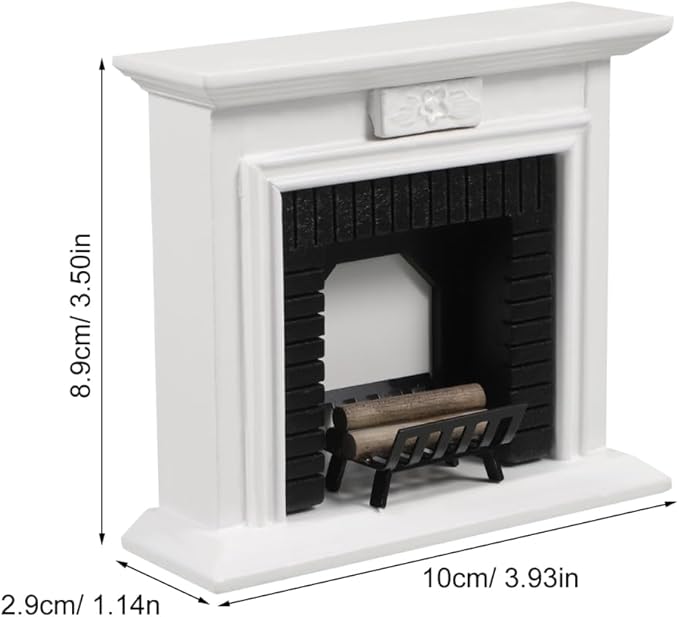 VICASKY 1:12 Scale DIY Dollhouse Miniature Fireplace Set with Realistic Firewood - Wooden Model Kit for Doll House Decor, Collectibles, Creative Craft Project