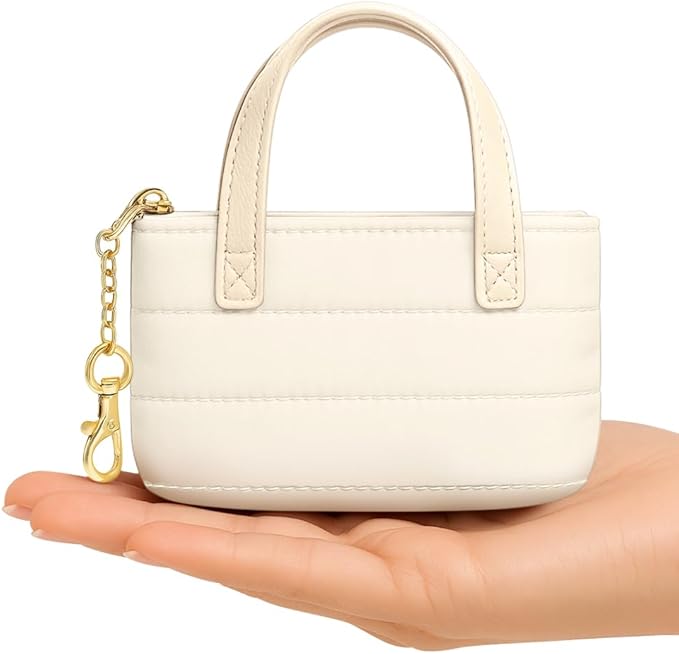 MyfavoriteK Cute Mini Tote Keychain Fancy Coin Pouch Charm Stylish Purse Key Chain for Women Novelty Puffer Handbbag Key Ring