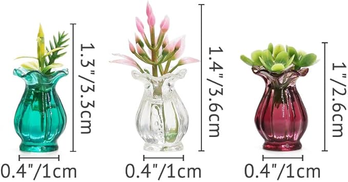 Odoria 1/12 Miniature Flower in Vase Dollhouse Decoration Accessories, 15Pcs