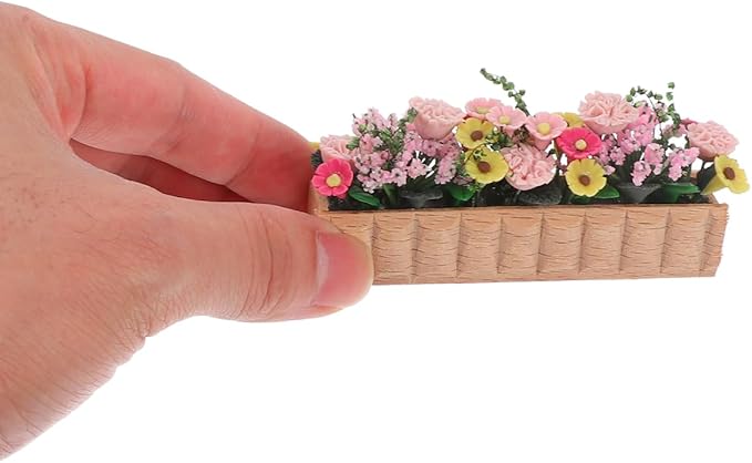 GANAZONO 2pcs Miniature Flower Bed Dollhouse Garden Planter Bed Mini Window Box Micro Landscape Decoration Fairy Garden Dollhouse Accessories