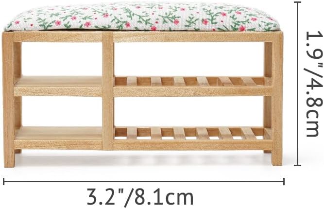 Odoria 1/12 Miniature Shoe Ottoman Bench Shoe Rack Dollhouse Furniture Accessories