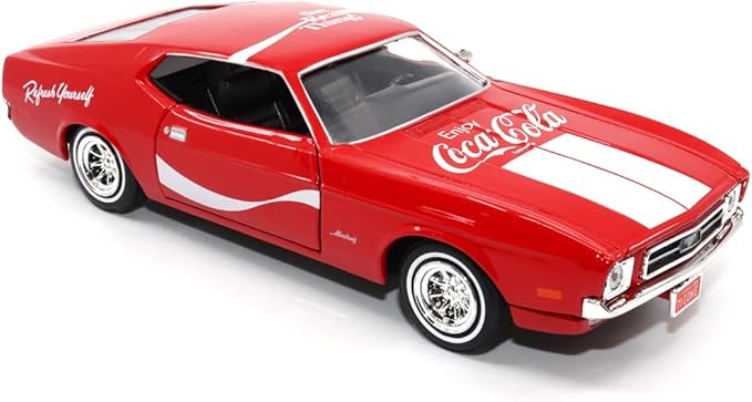 Motor city classics Coca-Cola Diecast Collectible | 1971 Ford Mustang Sportsroof | 1:24 Diecast Scale Model 424071 | Officially Licensed Coca-Cola Diecast