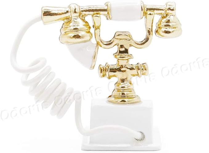 Odoria 1/12 Miniature Rotary Telephone Dollhouse Decoration Accessories, White