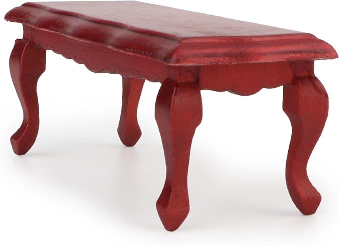 Miniature Furniture End Table 1:12 Furniture for Dollhouse Long Side Table Miniature Room Ornaments Living Room Bedroom Library Scene Decoration (Red)