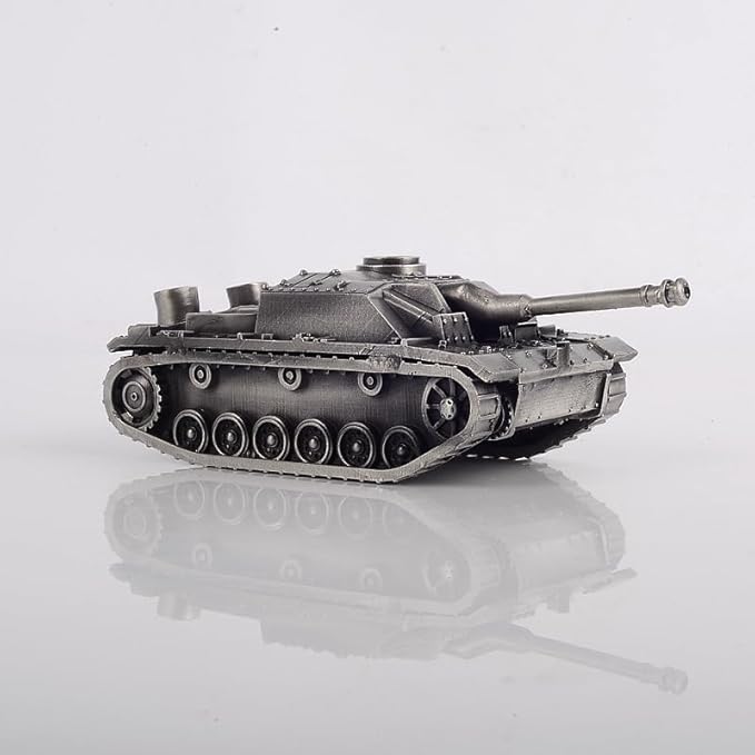 1:72 German Stug III Ausf.G Assault Gun Tank All-Metal die-Casting Model Military Model Furniture for Display (Silver)