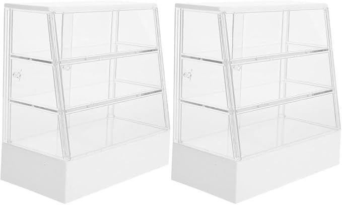 ibasenice 1 12 Scale Miniature Cake Display Cabinet for Dollhouse Bakery Furniture with Sliding Door Plastic Toy Furniture Kitchen Accessory 5.24 X 5.12 X 2.6 Inches