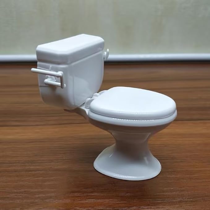 1:12 Scale Miniature Bathroom Toilet - Realistic Dollhouse Furniture for DIY Crafts, Dioramas and Architectural Models
