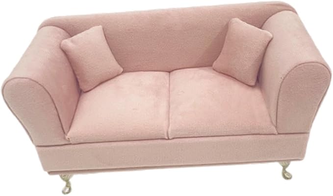 1/6 Scale Dollhouse Sofa, Miniature Sofa with Pillows, Jewelry Box Organizer, Modern Dollhouse Furniture, Artificial House Room Scene Decoration, Furniture Model for 12inch Dolls Accessories