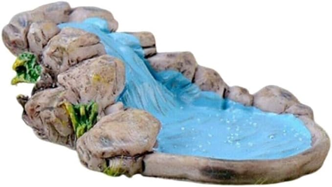 Blue DIY Miniature Water Pool Fairy Garden Decor - Antique European Manor Style Mini Pond Landscape Ornament for Dollhouse Village and Outdoor Crafts