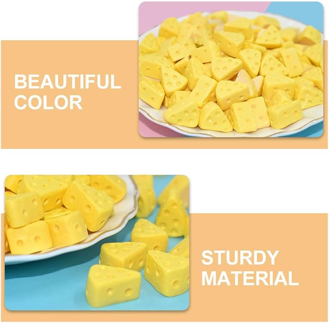Toddmomy 40Pcs Miniatures Food Cheese Mini Plastic Fake Cheese Models Mini Simulation Food Model for Dollhouse Kitchen Decoration DIY Accessory