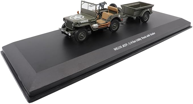 1:43 Scale Willys Jeep 1/4-Ton Utility Truck with Trailer - Militaria Diecast by Motorcity Classics
