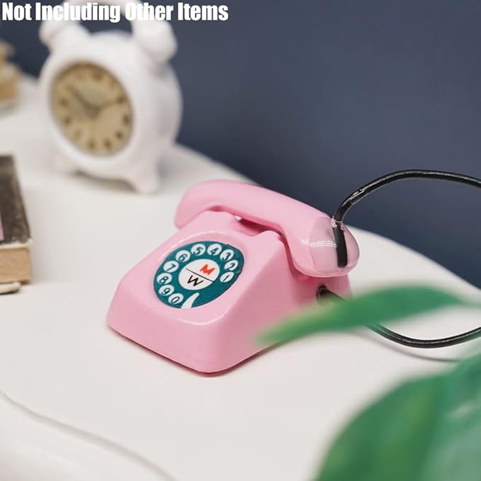 Odoria 1/12 Miniature Telephone Dollhouse Decoration Accessories, Pink