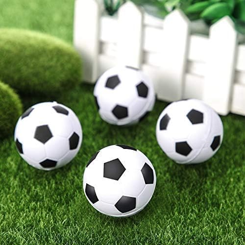 Fulanfudi 24 PCS Soccer Cupcake Toppers Foam Mini Soccer Stress Ball Soccer Ball Cupcake Picks Football Theme Cake Topper for Kids Stress Relief Relaxation Party Decoration School Carnival Reward