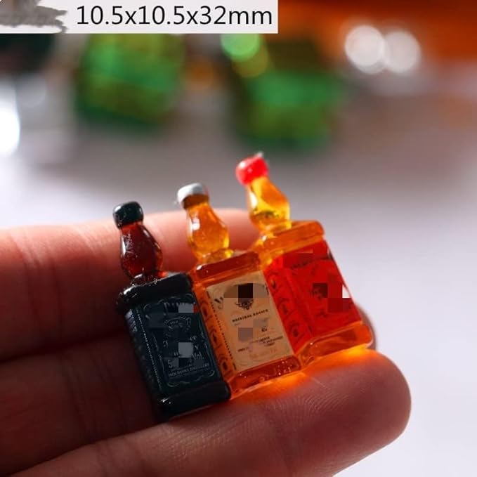 SXFSE Dollhouse Decoration Accessories, 1:12 Dollhouse Simulation 6 Pcs Mini Wine Bottle Food Play