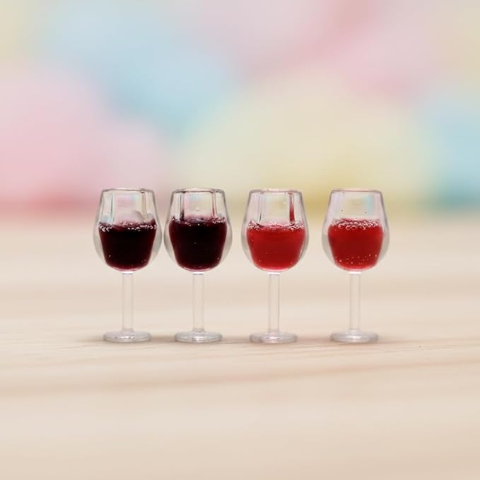 LUOZZY 20 Pcs Miniature Dollhouse Wine Glasses 1: 12 Scale Mini Champagne Wine Glasses Dollhouse Accessories